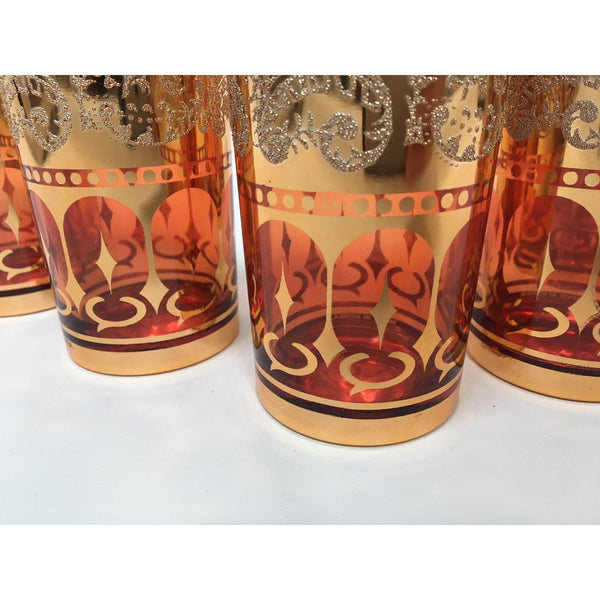 Vintage Dynasty Gold Leaf Barware Glasses in Original Box