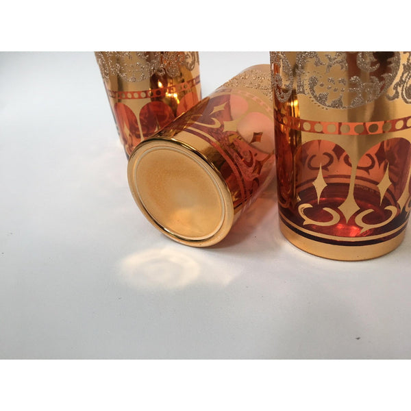 Vintage Dynasty Gold Leaf Barware Glasses in Original Box lower view
