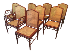 Set of Eight Faux Bamboo and Cane Dining Chairs by Designs Ligna