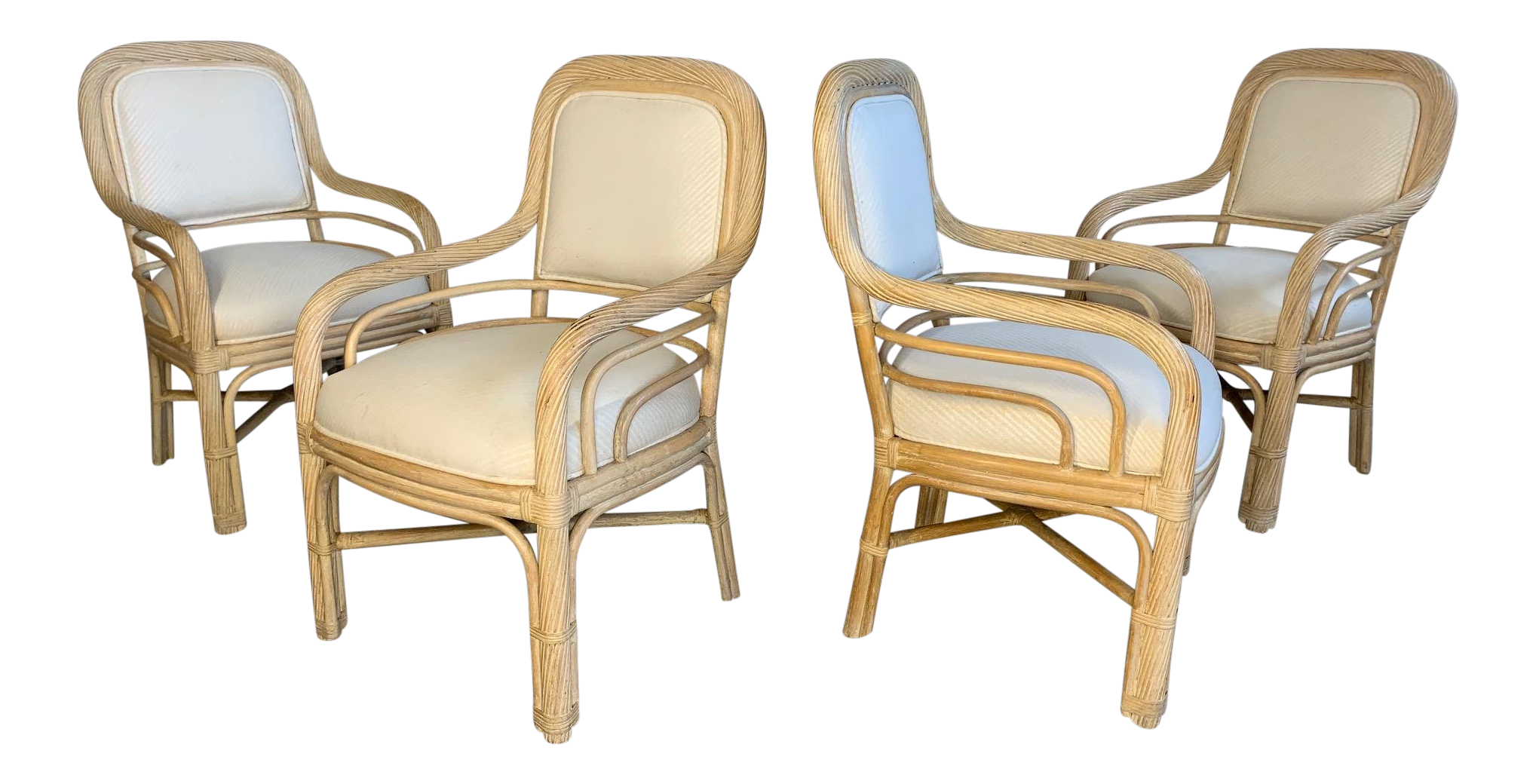 Set of Four Twisted Rattan Dining Chairs
