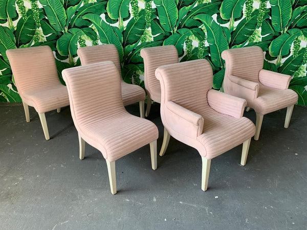 Sculptural Pink Tufted Dining Chairs