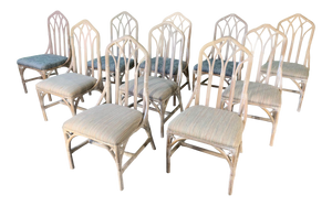Set of Ten Rattan Dining Chairs by Henry Link