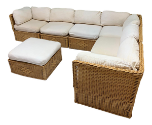 Seven Piece Wicker Sectional Sofa in the Manner of Michael Taylor