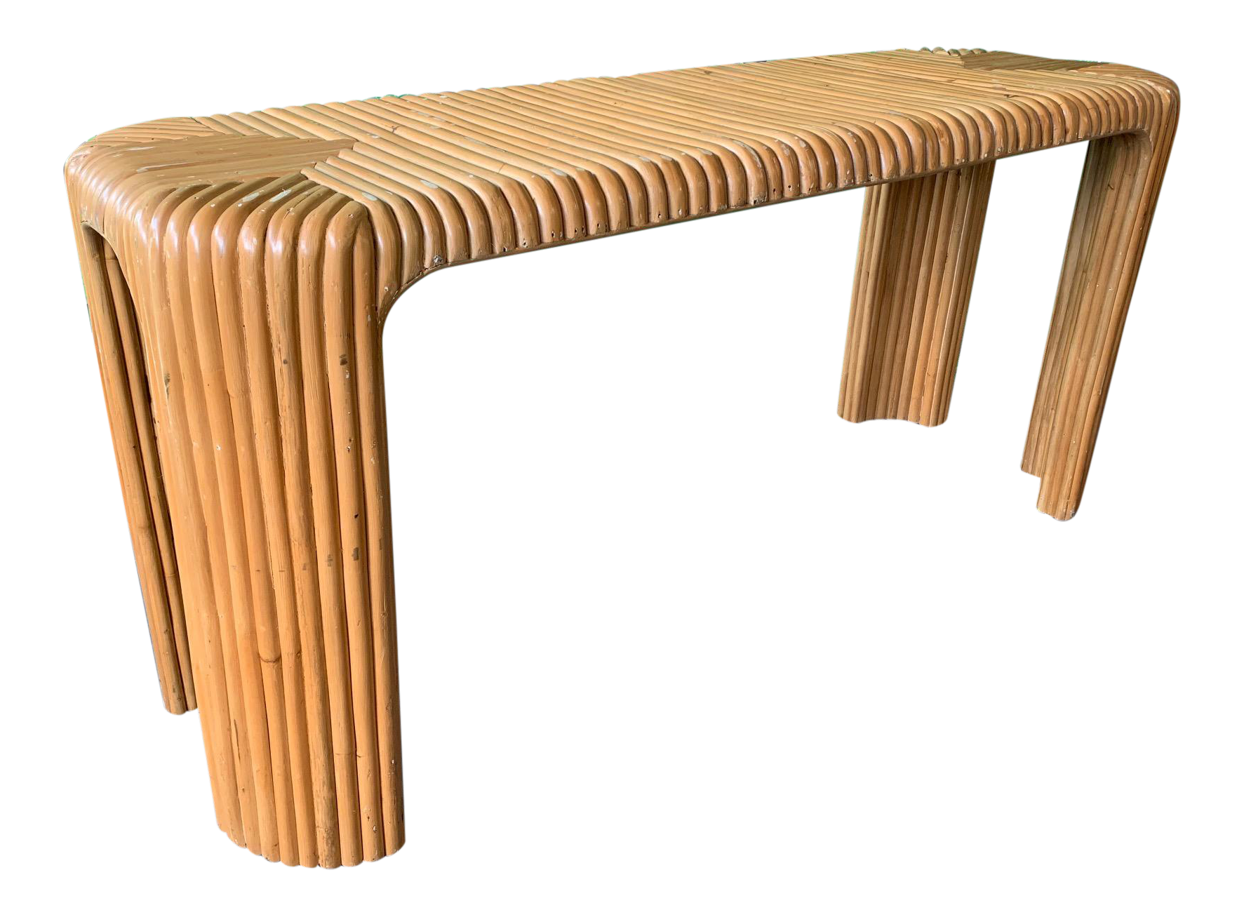 Split Pencil Reed Bamboo Console Table