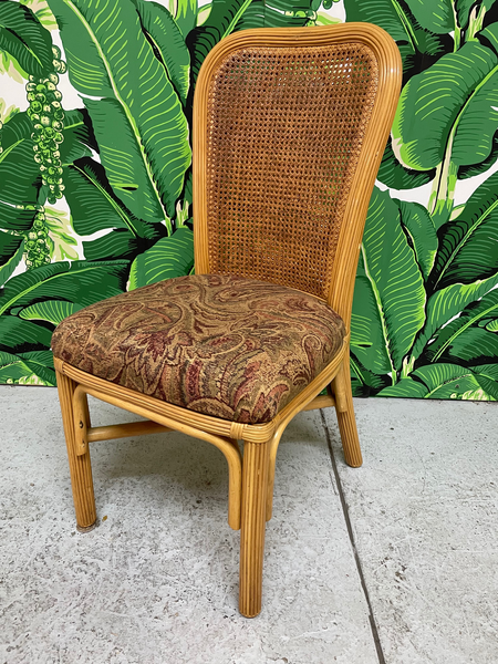Split Reed Rattan Cane Back Dining Chairs, Set of 6