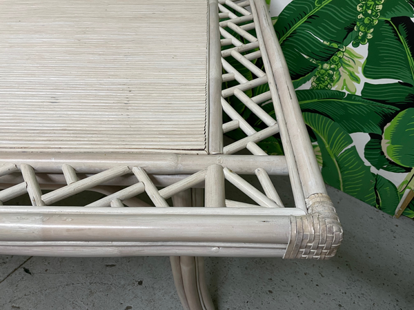 Split Reed Rattan Chinoiserie Fretwork Dining Table
