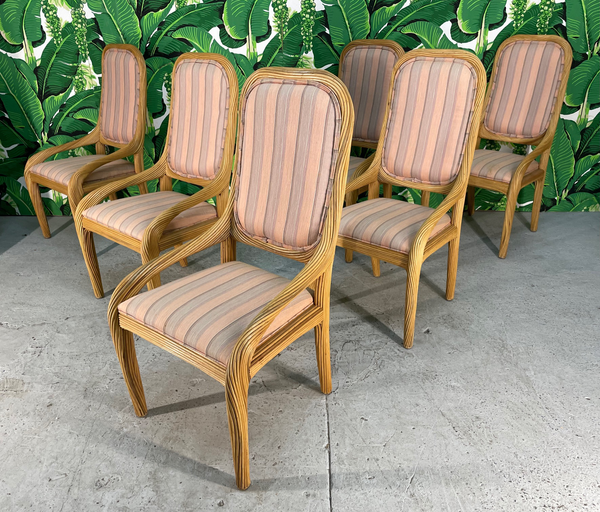 Split Reed Rattan Dining Chairs, Set of 6