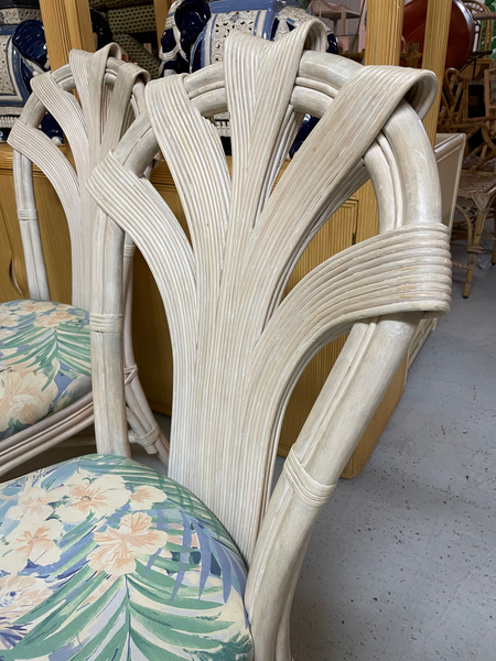 Split Reed Rattan Dining Set in the Manner of Betty Cobonpue back view