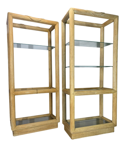 Split Reed Rattan Etageres in the Style of Gabriella Crespi