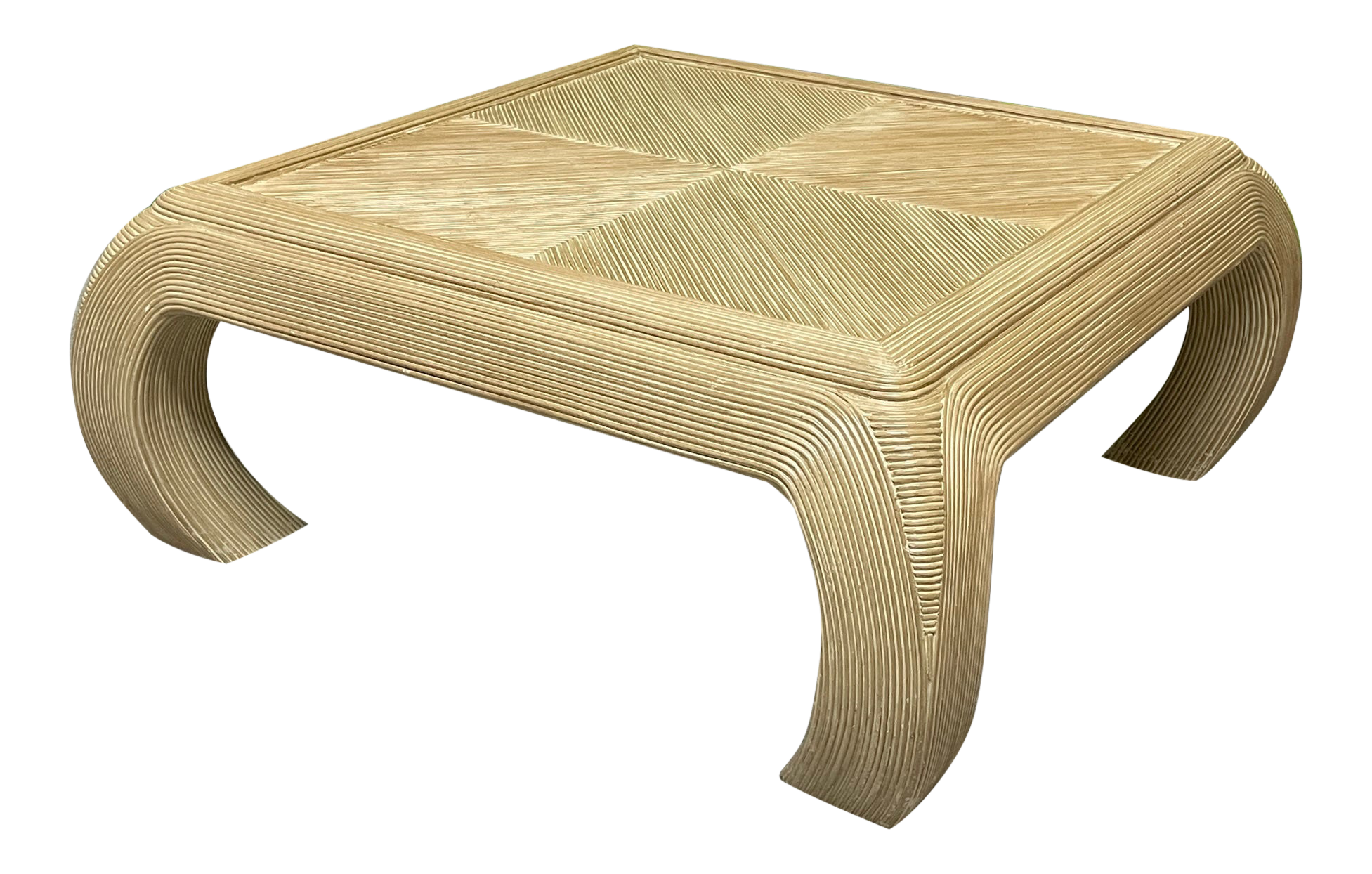 Split Reed Rattan Ming Asian Coffee Table in the Style of Gabriella Crespi