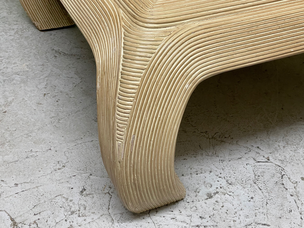 Split Reed Rattan Ming Asian Coffee Table in the Style of Gabriella Crespi close up