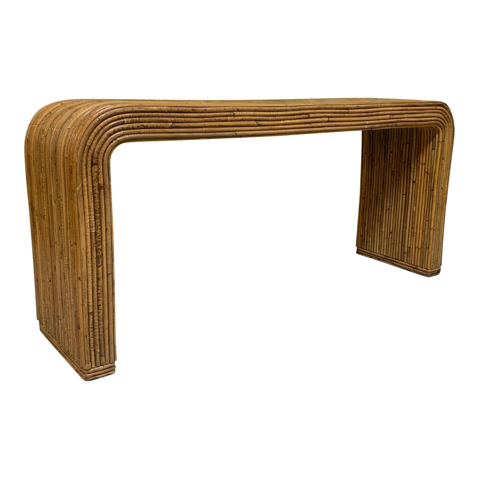 Split Reed Rattan Waterfall Crespi Style Console Table