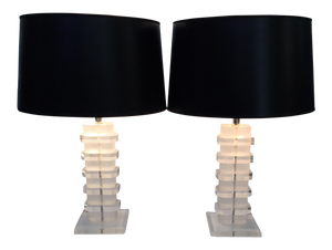 Pair of Stacked Lucite Table Lamps