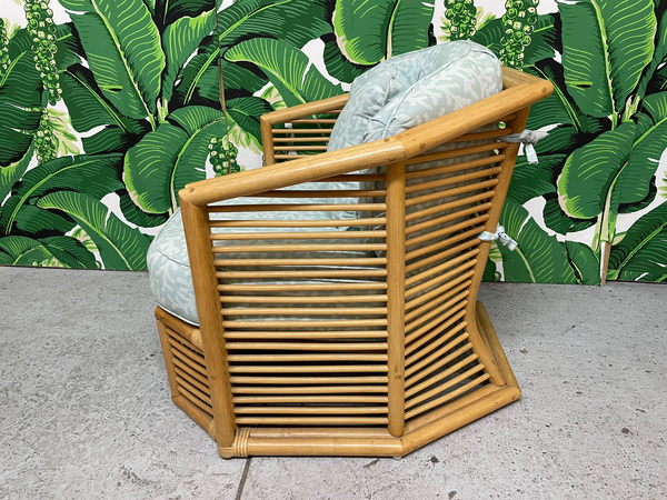 Stacked Rattan Albini Style Sculptural Club Chairs side view