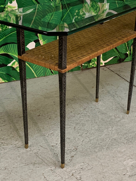 Steel and Rattan Console Table side view