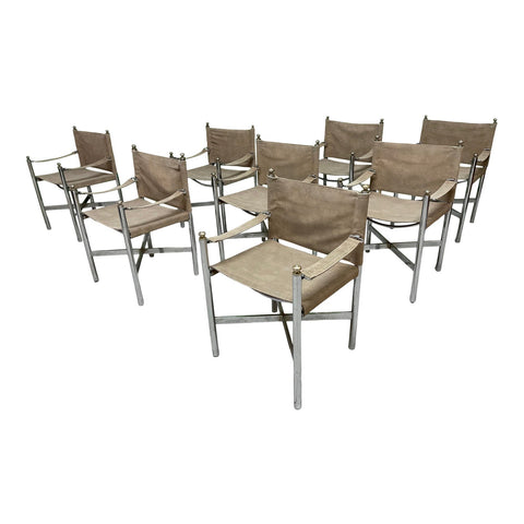 Suede Dining Chairs in the Manner of Maison Jansen