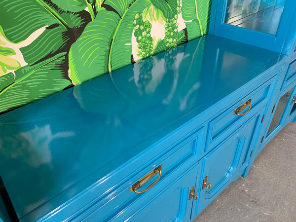 Thomasville Sideboard Cabinet in Blue Lacquer top view