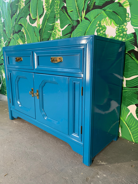Thomasville Sideboard Cabinet in Blue Lacquer