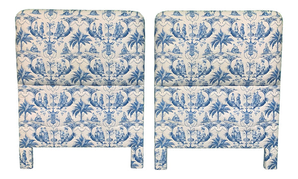 Twin Size Chinoiserie Style Upholstered Headboards