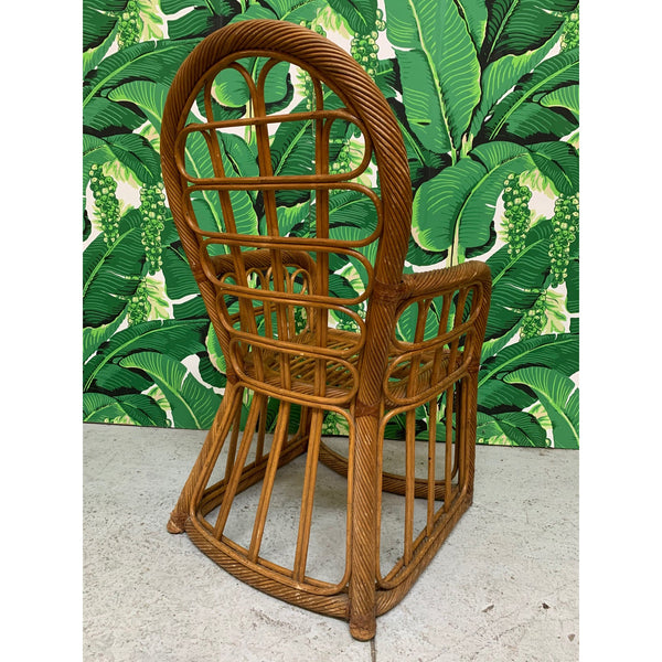 Twisted Rattan High Back Dining Chairs, Set of 4 rear view