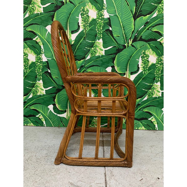 Twisted Rattan High Back Dining Chairs, Set of 4 side view
