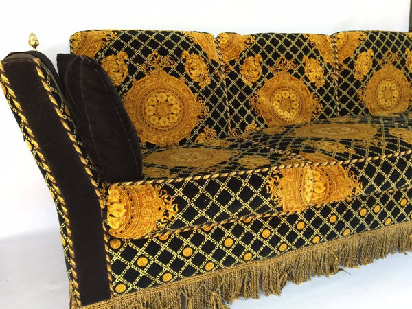 Versace Style Flaired Arm Tuxedo Knole Sofa by Stefano Giovanni