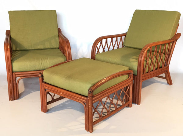 Pair of Vintage Bamboo Lounge Chairs