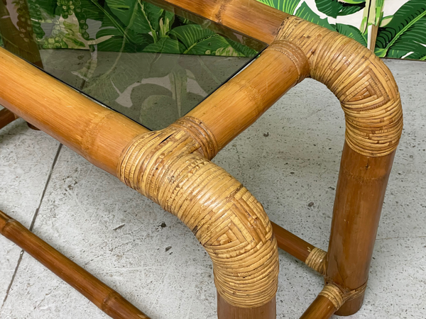 Vintage Elephant Bamboo Console Table