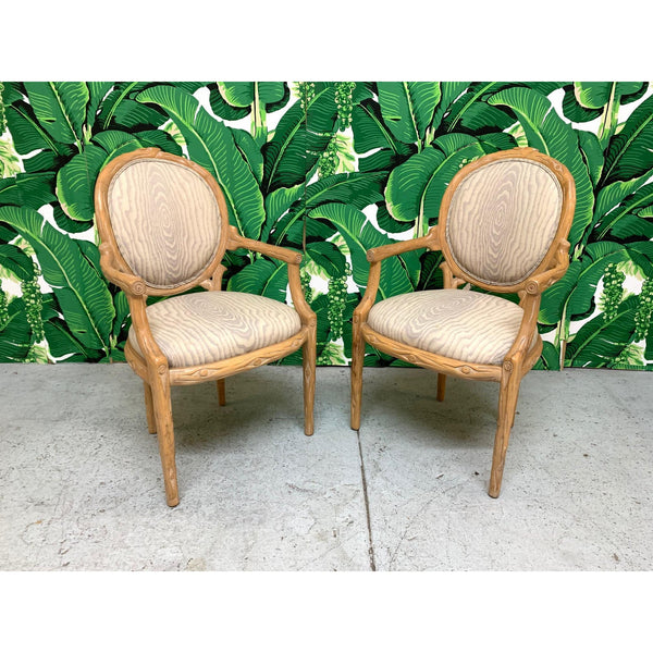 Vintage Faux Bois Dining Chairs, Set of 2 front view