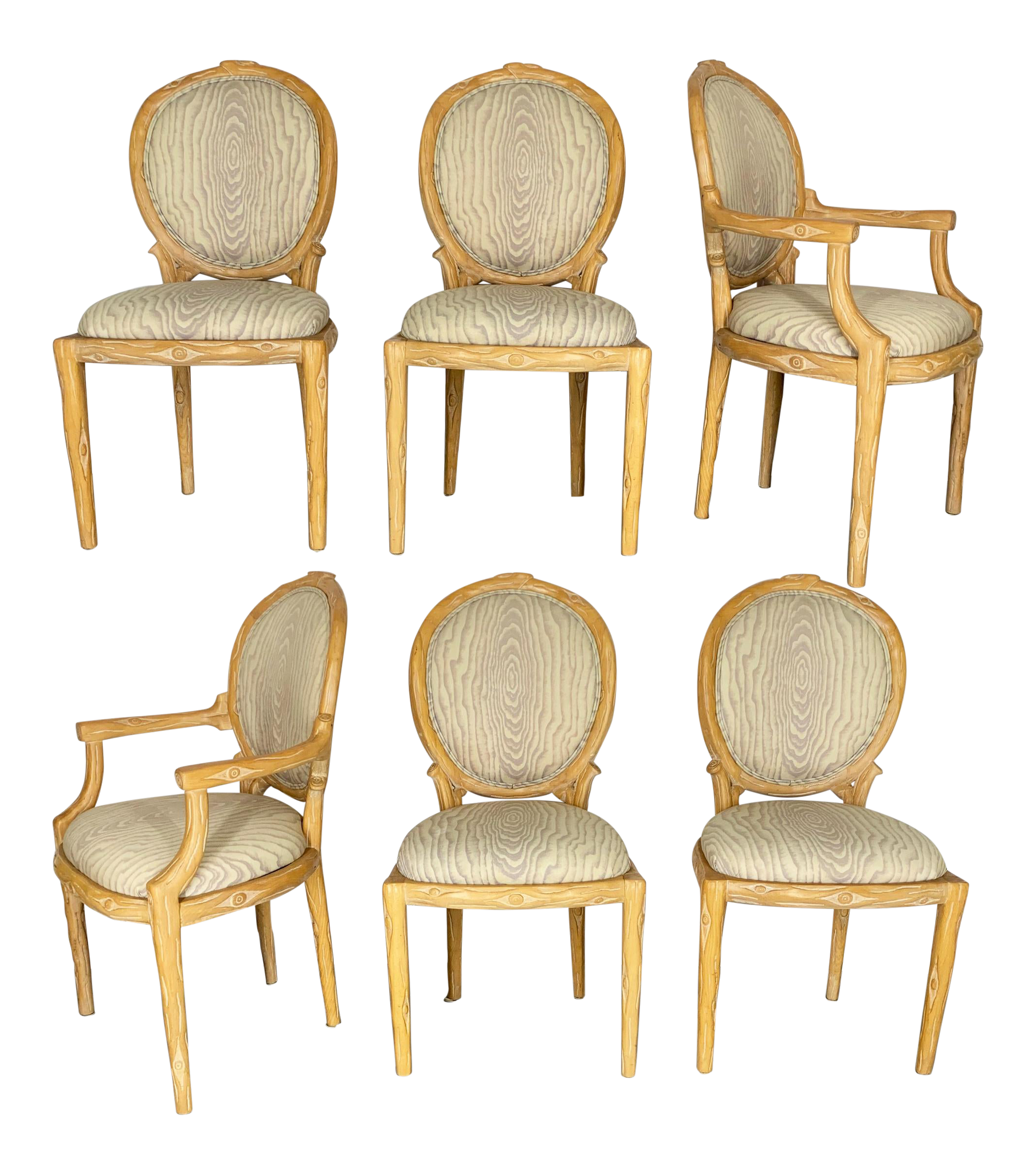 Vintage Faux Bois Dining Chairs