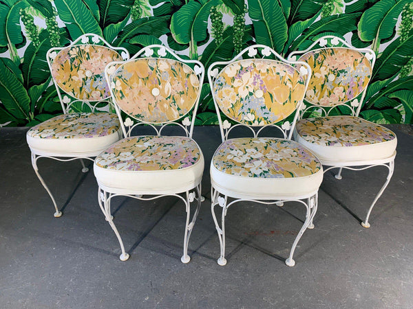 Vintage Lee Woodard Wrought Iron Bistro Chairs, Set of 4