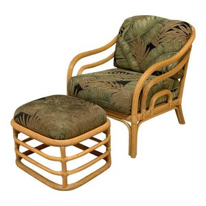 Vintage Rattan Lounge Chair and Ottoman