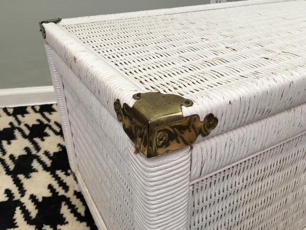 Vintage Wicker and Rattan Trunk detailing