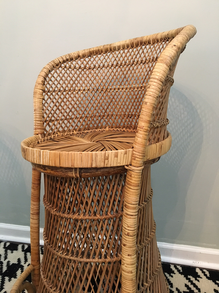 Vintage Wicker Bar Stools front view