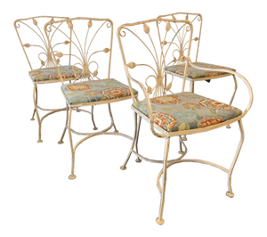 Vintage Wrought Iron Patio Chairs, Set of 4