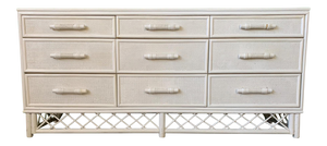 White Rattan Chinoiserie Skirted Dresser
