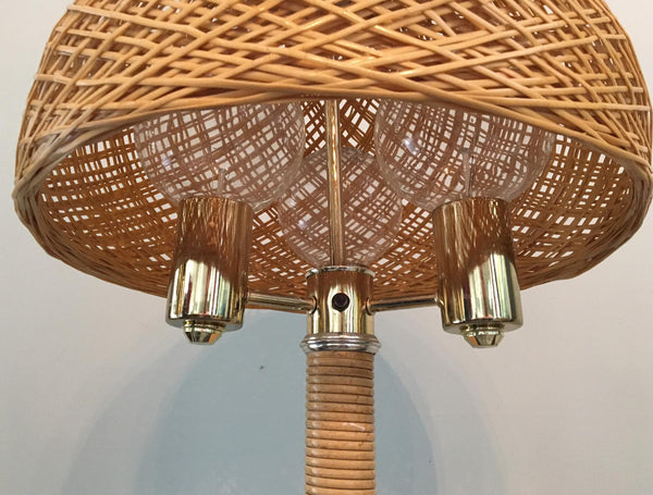 Wicker and Rattan Floor Lamp close up