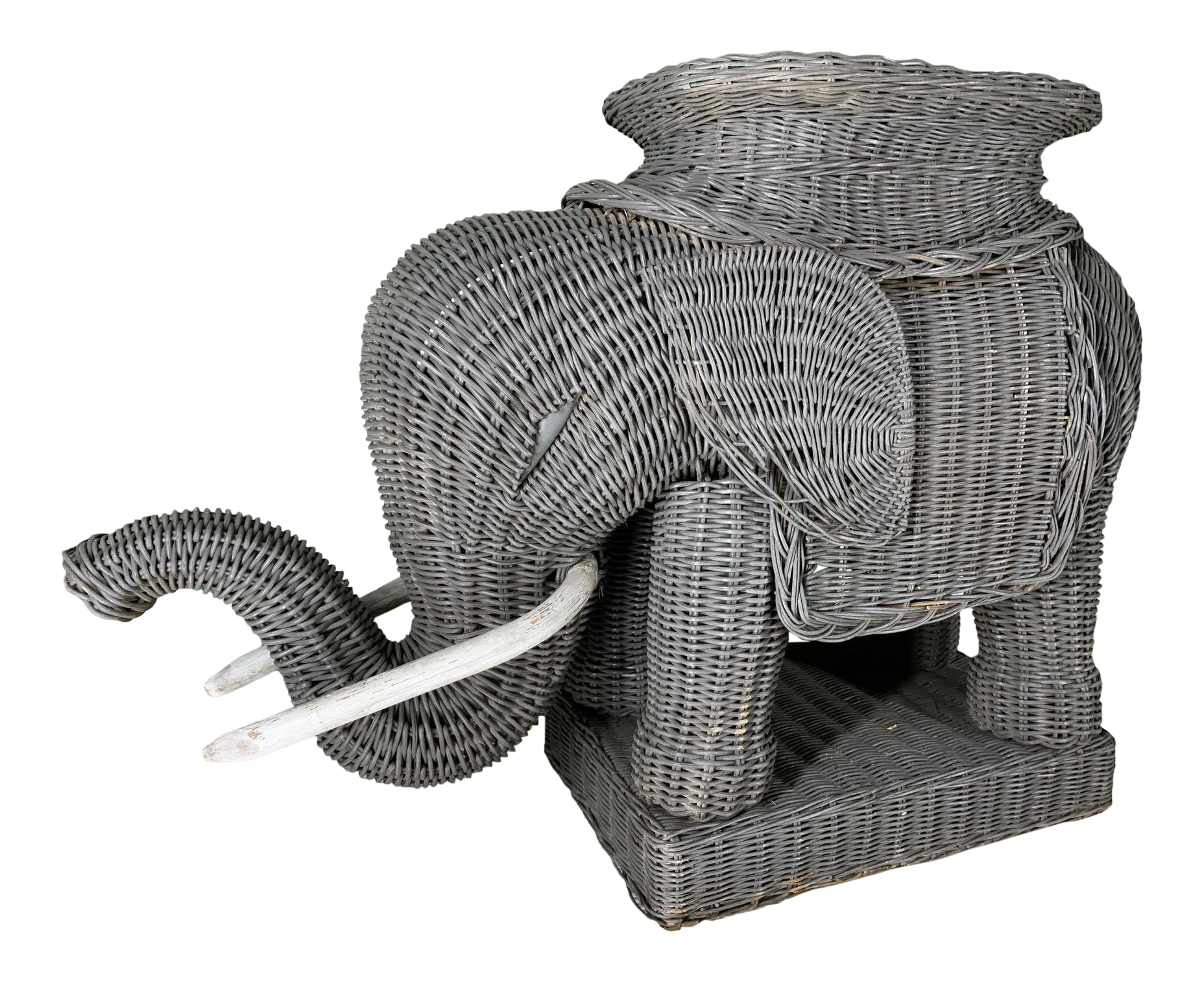 Wicker Elephant Garden Stool