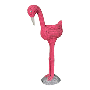 Wicker Flamingo Planter Sculpture