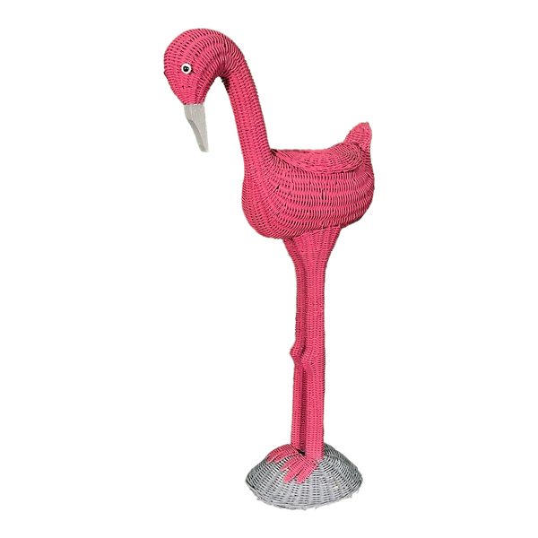 Wicker Flamingo Planter Sculpture