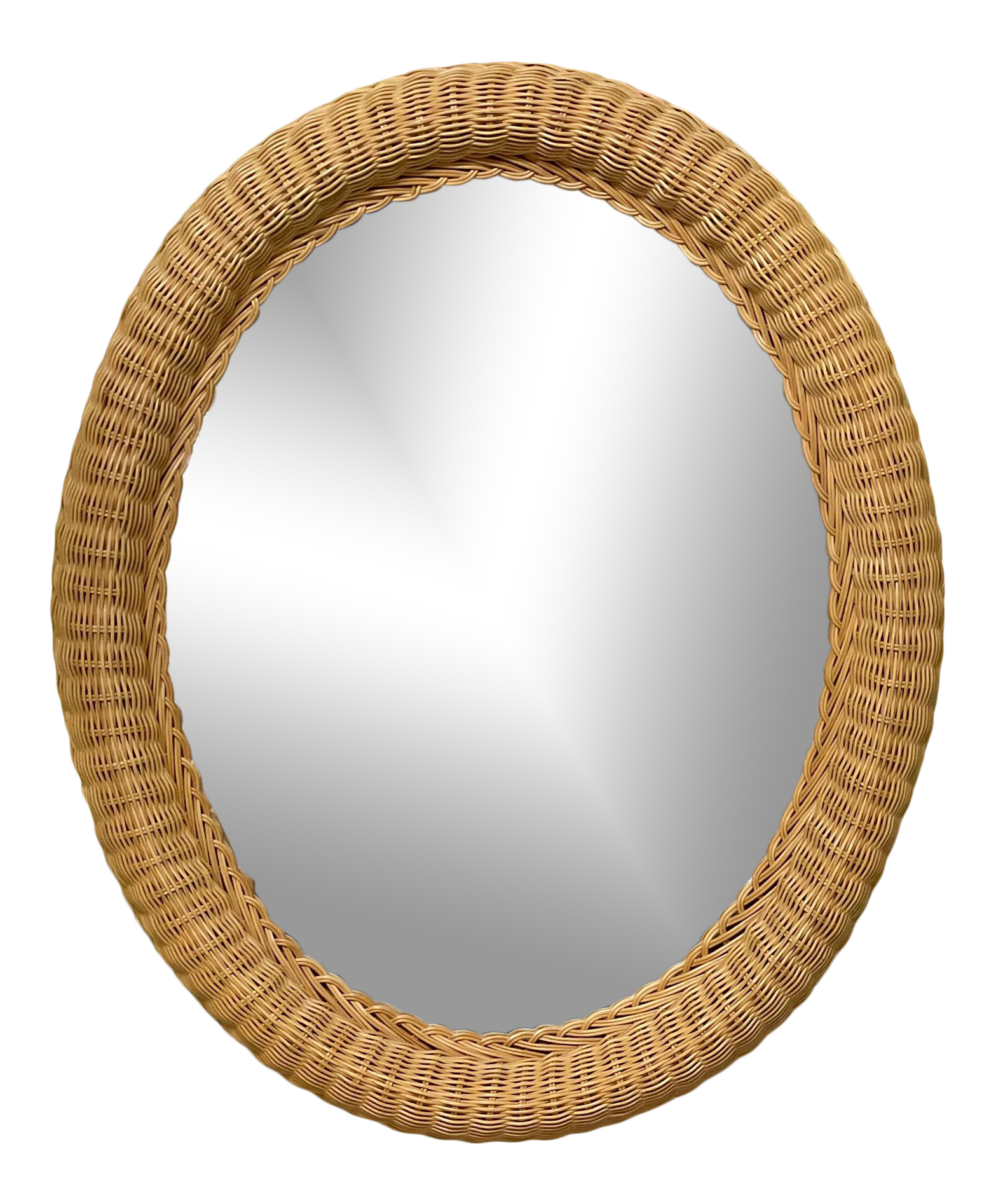 Wicker Framed Wall Mirror in the Manner of Bielecky Brothers