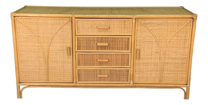 Woven Rattan Tiki Style Dresser