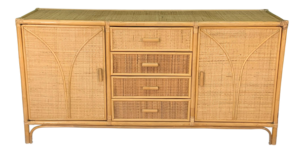 Woven Rattan Tiki Style Dresser
